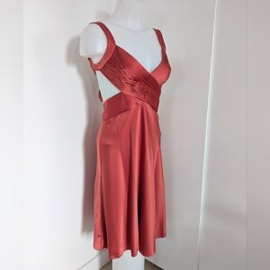 BCBGMAXAZRIA NWT Orange/Red Sleeveless Backless Dress; Size 6, Fit 2